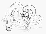  2014 anus black_and_white blush butt butt_grab cutie_mark disembodied_hand equine female feral fluttershy_(mlp) friendship_is_magic hair hand hooves long_hair lying mammal monochrome mostazathy my_little_pony pegasus pussy sweat wings 