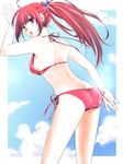  ass bikini free! from_behind highres long_hair matsuoka_gou ponytail red_eyes red_hair swimsuit yuukimona 