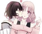 black_hair blush character_request couple diabolik_lovers kiss komori_yui mii_(0726miya) mii_(793102) mukami_azusa pink_eyes pink_hair short_hair 