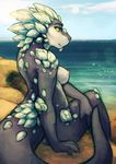  beach breasts cherrybox dragon female nude outside scalie sea seaside seated side_boob solo water 