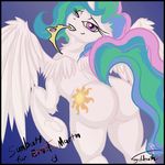 2014 butt cutie_mark equine female feral foldeath friendship_is_magic fur hair horn horny horse looking_at_viewer mammal my_little_pony nude pony presenting princess_celestia_(mlp) solo winged_unicorn wings 
