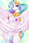  breasts crown equine female friendship_is_magic horn jewels looking_at_viewer mammal my_little_pony nipples popesslodovica pornography princess princess_celestia_(mlp) pussy royalty solo winged_unicorn wings 