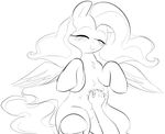  2014 black_and_white blush dotkwa equine eyes_closed female feral fluttershy_(mlp) friendship_is_magic hair hand happy long_hair mammal monochrome my_little_pony pegasus smile wings 