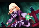  blonde_hair greave_(asterism) green_eyes mizuhashi_parsee pointy_ears short_hair solo touhou 