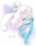  altaria beak closed_eyes full_body gen_3_pokemon gradient gradient_background kurimomo_(kaiko825) mega_altaria mega_pokemon no_humans number pokemon pokemon_(creature) pokemon_number solo wool 