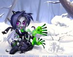  2006 anthro boots chibi cute dragon fangs female hair horn invalid_tag j_axer open_mouth purple_eyes purple_hair reptile scalie scarf smile snow solo thighs white_highlights wide_hips wings winter 