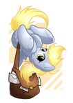  2014 bag blonde_hair cutie_mark derpy_hooves_(mlp) equine female feral friendship_is_magic hair letter looking_at_viewer mammal messenger_bag my_little_pony pegasus secret-pony solo upside_down wings yellow_eyes 