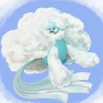  ahoge altaria beak black_eyes blue_sky cloud day gen_3_pokemon giren looking_to_the_side mega_altaria mega_pokemon no_humans open_mouth pokemon pokemon_(creature) sky smile talons wool 