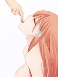  1girl 57_(lme_piggy117) bleach breasts cleavage eyes_closed finger_in_mouth fingers_in_mouth hair_ornament hairpin hands inoue_orihime long_hair open_mouth orange_hair sexually_suggestive sideboob solo_focus tongue tongue_out topless 