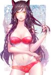  ahri alternate_costume animal_ears artist_name bikini black_hair breasts cleavage collarbone contrapposto facial_mark fox_ears fox_tail hair_twirling heather37 highres large_breasts league_of_legends lips long_hair looking_at_viewer navel solo standing stomach swimsuit tail whisker_markings yellow_eyes 