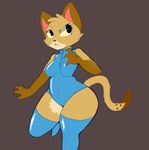  actionbastardvirginblstr big_thighs cat feline female form_fitting jumpsuit mammal solo 