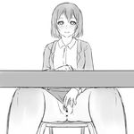  animated animated_gif anus blinking blush clothed_masturbation greyscale lowres masturbation mike_inel monochrome no_panties office_lady pussy short_hair sitting solo stealth_masturbation uncensored under_table upskirt 