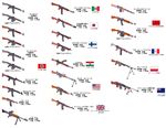  assault_rifle chart finnish_flag free_french_flag french_flag gun highres hungarian_flag japanese_flag m1918_bar machine_gun madagascar nazi_flag new_zealand_flag no_humans original polish_flag rifle stalingrad_cowboy stg44 translated union_jack weapon weapon_request 