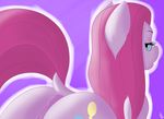 abstract_background anus back_turned bedroom_eyes blue_eyes clitoris cutie_mark equine female friendship_is_magic fur hair hi_res hooves horse long_hair looking_at_viewer looking_back mammal moonshine_(artist) my_little_pony outline pink_fur pink_hair pinkamena_(mlp) pinkie_pie_(mlp) pony presenting pussy raised_tail smile solo 