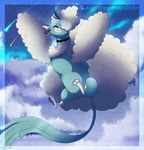  2014 altaria avian beak bird blush claws cloud cute emeraldarcanine female happy mega_altaria mega_evolution megastone night nintendo open_mouth outside pok&eacute;mon smile solo stars tongue video_games wings 