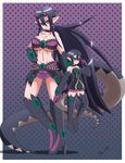  age_progression breasts cleavage commentary dated demon_girl des_x disgaea dual_persona extra_eyes gloves horns large_breasts long_hair makai_senki_disgaea_4 navel nippon_ichi oxdarock pointy_ears purple_eyes signature size_difference spikes tail thighhighs underboob very_long_hair 