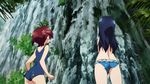  2girls animated animated_gif ass bikini blue_bikini blue_hair brown_hair futaba_aoi_(vividred_operation) hairband isshiki_akane long_hair multiple_girls open_mouth red_hair school_swimsuit swimsuit twintails vividred_operation 