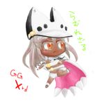  1girl arc_system_works cape chibi coat dark dark_skin guilty_gear guilty_gear_xrd hat ramlethal_valentine short_shorts shorts skin 