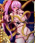  1girl card_(medium) claws erect_nipples female kagami kagami_hirotaka lilith-soft pink_hair red_eyes saya_(taimanin_asagi) saya_neo solo taimanin_asagi taimanin_asagi_battle_arena tentacle 