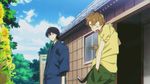  2boys animated animated_gif barakamon handa_seishuu kanzaki_kousuke kicking multiple_boys outdoors 