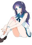  anko_koubou blue_eyes blue_hair dress hiradaira_chisaki long_hair nagi_no_asukara panties pantyshot pantyshot_(sitting) sailor_dress school_uniform serafuku sitting underwear 