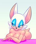  2014 anthro bat big_breasts blue_eyes breasts cleavage clothed clothing female huge_breasts mammal nitro nude rouge_the_bat sega smile solo sonic_(series) 