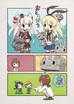  :3 ahoge amatsukaze_(kantai_collection) blonde_hair blue_hair braid brown_hair comic dress elbow_gloves fairy_(kantai_collection) gloves green_hair hair_ribbon hair_tubes hardhat headgear helmet helmet_musume_(kantai_collection) innertube kantai_collection machinery maintenance_musume_(kantai_collection) midriff minigirl multiple_girls navel neckerchief open_mouth panties rensouhou-chan rensouhou-kun ribbon sailor_dress shimakaze_(kantai_collection) silver_hair single_braid soppos spoken_object squatting striped striped_legwear thighhighs translated turret two_side_up underwear wrench yukikaze_(kantai_collection) 