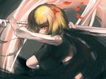  attack bandages blonde_hair blouse darkness ex-rumia hair_over_one_eye hatsu_ya huge_weapon red_eyes ribbon rumia short_hair skirt sword touhou vest weapon 