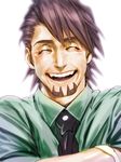  ^_^ black_hair brown_hair closed_eyes facial_hair kaburagi_t_kotetsu laughing male_focus mamemo_(daifuku_mame) necktie old_man solo stubble tiger_&amp;_bunny wrinkled_skin wrinkles 