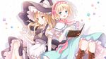  alice_margatroid bad_id bad_pixiv_id blonde_hair blue_eyes book boots braid flower hairband hat kirisame_marisa multiple_girls open_mouth star touhou witch_hat yatomi yellow_eyes 