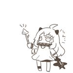  ahoge aircraft airplane anklet chibi gloves horns inishie jewelry kantai_collection long_hair northern_ocean_hime poop poop_on_a_stick shinkaisei-kan solo translated white_hair 