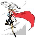  bare_shoulders blonde_hair boots braid cape genderswap genderswap_(mtf) helmet knee_boots marvel mjolnir nikumeron sketch solo thigh_cutout thor_(marvel) twin_braids winged_helmet 