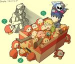  angry artist_request blonde_hair blue_eyes blue_hair box cardboard_box fire_emblem fire_emblem:_souen_no_kiseki gloom_(expression) gloves hat headband ike in_container kirby_(series) link mario mask meta_knight metal_gear_(series) metal_gear_solid multiple_boys pointy_ears sleeping solid_snake super_smash_bros. the_legend_of_zelda waddle_dee waddle_doo yellow_eyes 