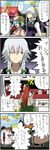  4koma blue_hair brown_hair comic hakurei_reimu hong_meiling izayoi_sakuya kamen_rider_1 multiple_girls pageratta red_eyes remilia_scarlet touhou translated white_hair wings yagokoro yukkuri_shiteitte_ne 