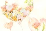  balloon brown_hair dress flower heart original short_hair solo traditional_media watercolor_(medium) yuufuushi 