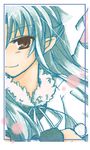  brown_eyes half_updo melty_blood minatsu pointy_ears ribbon silver_hair smile solo tsukihime white_len 