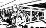  braid caster casual eating fate/stay_night fate_(series) food greyscale long_hair monochrome morisoban pointy_ears side_braid solo_focus toast 