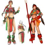  brown_hair concept_art headband midriff polearm ponytail seong_mi-na soulcalibur weapon 