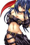  blue_hair bow breasts cosplay dizzy guilty_gear hair_bow hamu_(moeyobaka) large_breasts midriff navel scythe solo testament_(guilty_gear) testament_(guilty_gear)_(cosplay) 