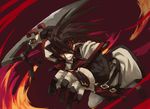  brown_hair concrete fire gloves guilty_gear headband kishibe long_hair male_focus muscle order-sol sol_badguy solo sword weapon 