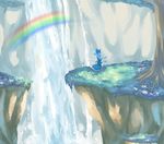  burnia cirno cliff nature rainbow scenery solo touhou water waterfall 