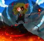  bad_id bad_pixiv_id blonde_hair darkness einohiraki glowing glowing_eye glowing_eyes hair_ribbon necktie red_eyes ribbon rumia short_hair solo touhou 