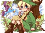  blonde_hair blue_eyes boots bug butterfly food fruit grapes harmonica hat hekicha insect instrument kagamine_len male_focus sitting snail solo vocaloid 