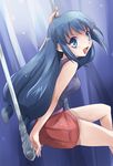  akudama_geku blue_eyes blue_hair casual kaleido_star long_hair may_wong smile solo swing trapeze 