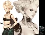 big_hair blonde_hair breasts choker cleavage copyright_request earrings jewelry long_hair maggi medium_breasts midriff mole mole_under_eye necklace pale_skin ribbon solo 