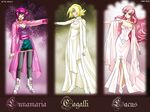  cagalli_yula_athha dress gundam gundam_seed gundam_seed_destiny lacus_clyne lunamaria_hawke multiple_girls thighhighs 