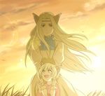  animal_ears bad_id bad_pixiv_id blonde_hair hariyama_(toubou_tengoku) long_hair memusu mother_and_daughter multiple_girls short_hair smile tengen_toppa_gurren_lagann tsuuma 