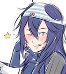  ;p bad_id bad_twitter_id blue_eyes blue_hair blush bow bow_panties fire_emblem fire_emblem:_kakusei lowres lucina object_on_head one_eye_closed panties panties_on_head solo star striped striped_panties tongue tongue_out tusia underwear 