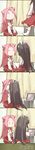  4koma brown_hair comic hiyou_(kantai_collection) japanese_clothes jun'you_(kantai_collection) kantai_collection long_hair long_image makeup multiple_girls purple_hair skirt tall_image translated uriah-oyu 