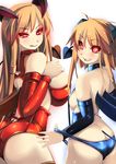  :q ass brown_hair butt_crack demon_girl demon_tail long_hair looking_at_viewer multiple_girls original red_eyes shiki_(psychedelic_g2) smile succubus tail thighs tongue tongue_out 